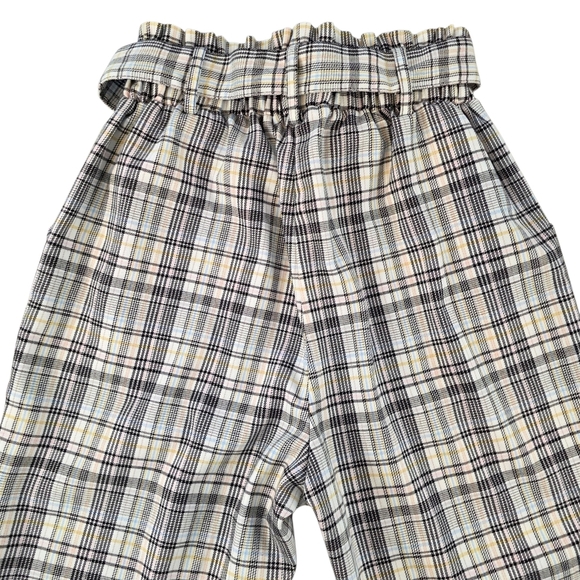 SO Plaid Paperbag Elastic Waist Belted Pants | Size Junior's Small Academia - Picture 4 of 9